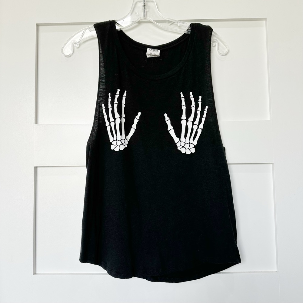 VS PINK Black Skeleton Hands Off Tank